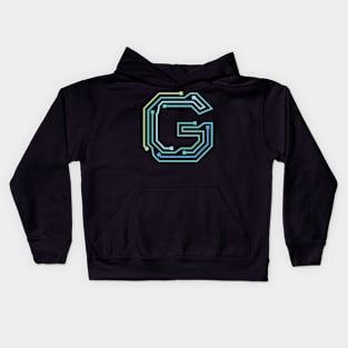 Alphabet G Circuit Typography Design Kids Hoodie